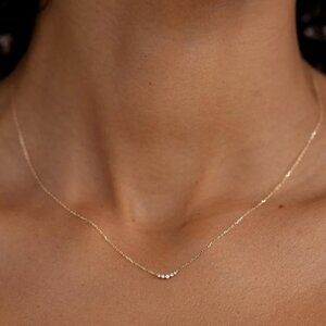 Linjer Diamond Curved Bar Necklace 14k Gold - Jemma (BRAND NEW IN BOX)